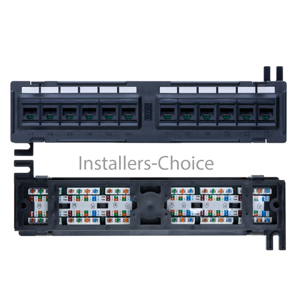 12 port Cat6 UTP LAN wall mount patch panel bracket RJ45 110 Network