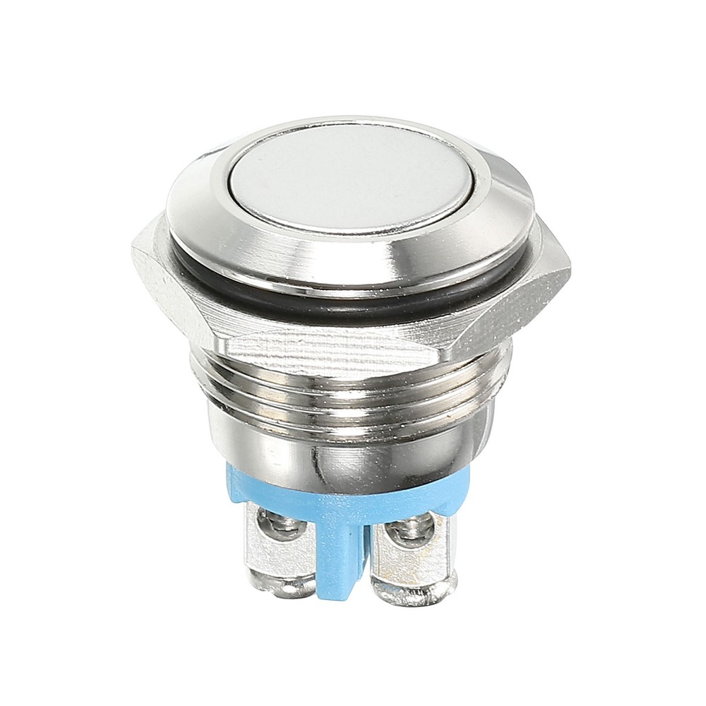 Round Push Button Switch - AC 250V / 16mm / Silvery / 1 Pcs