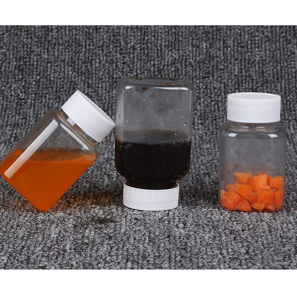 4 Pieces 80ml Empty Clear Plastic Pill Bottles Solid Powder Container Plastic...