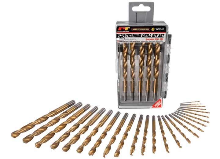 Performance Tool W9043 25pc Titanium Drill Bit Set