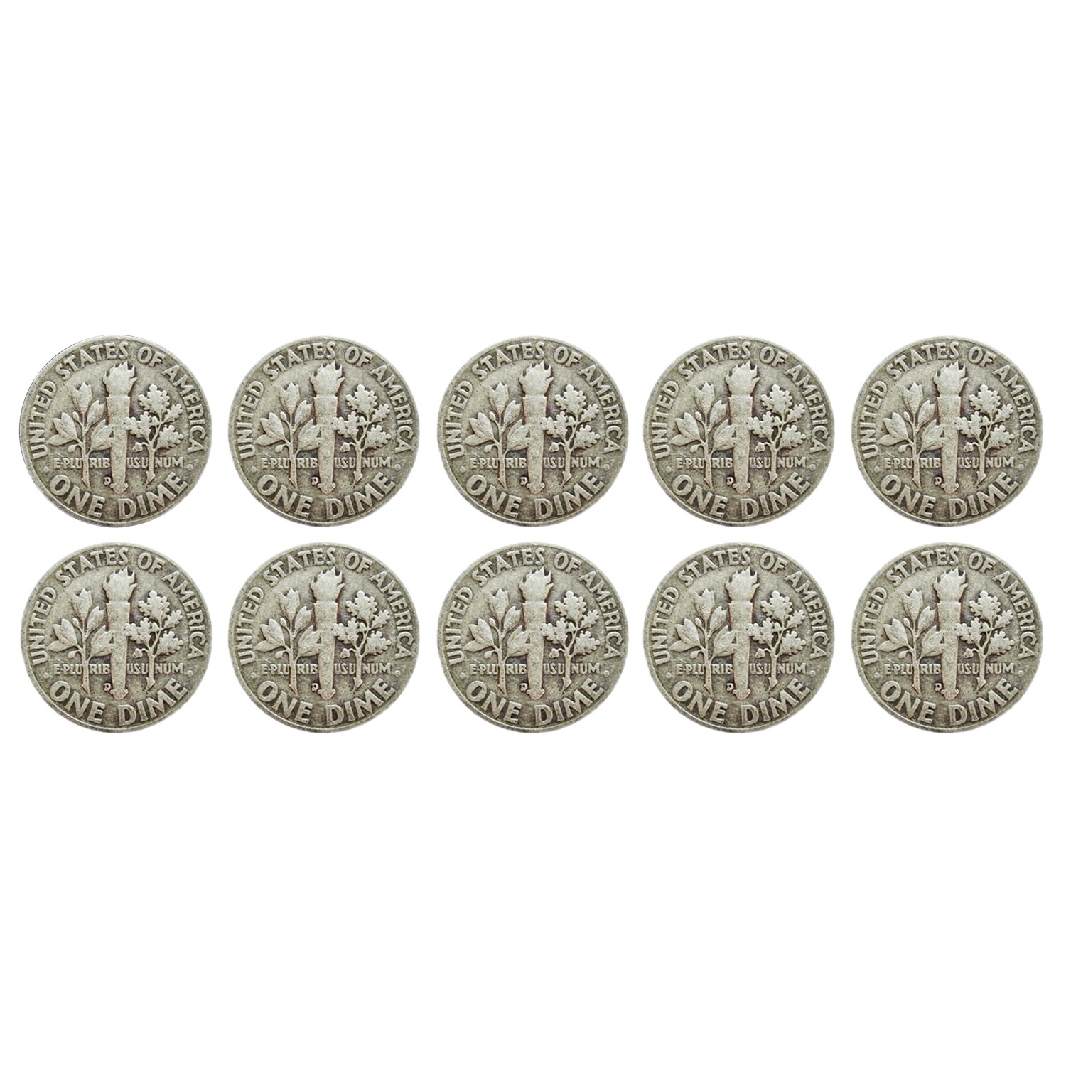 $1 Face - 90% Silver Roosevelt Dimes Average Circulated