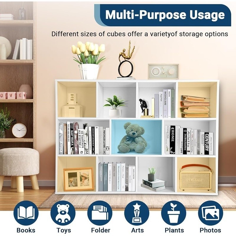11 Cube Storage Organizer Stackable Bookshelf Durable Display Unit Easy Assembly