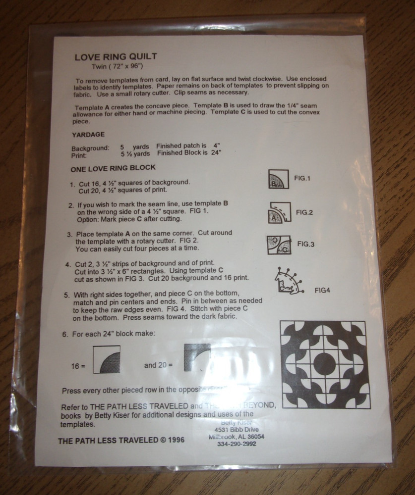 THE PATH LESS TRAVELED, EASY CURVE 4" TEMPLATES FOR DRUNKARD'S PATH