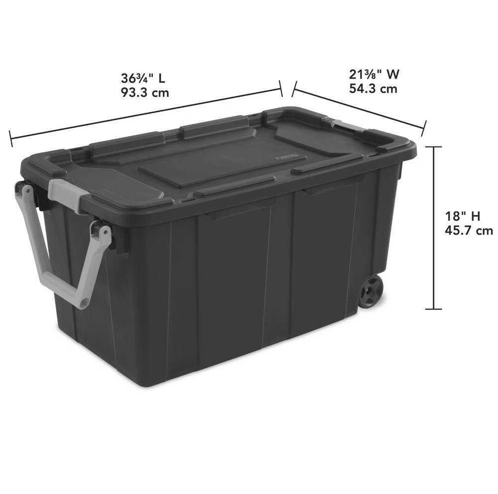 Sterilite Extra Large Storage Bin, 40 Gallon Wheeled with Handle- 2 PACK- Gray