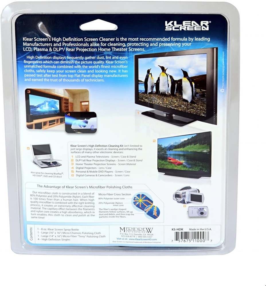 Klear Screen 8oz High Definition Screen Cleaner Kit (KS-HDK) LCD Plasma