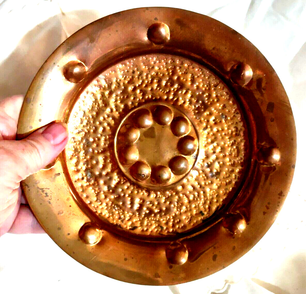 Solid Copper Copperware Plate Wall Hanging 7.25" Argentina Round Hammered
