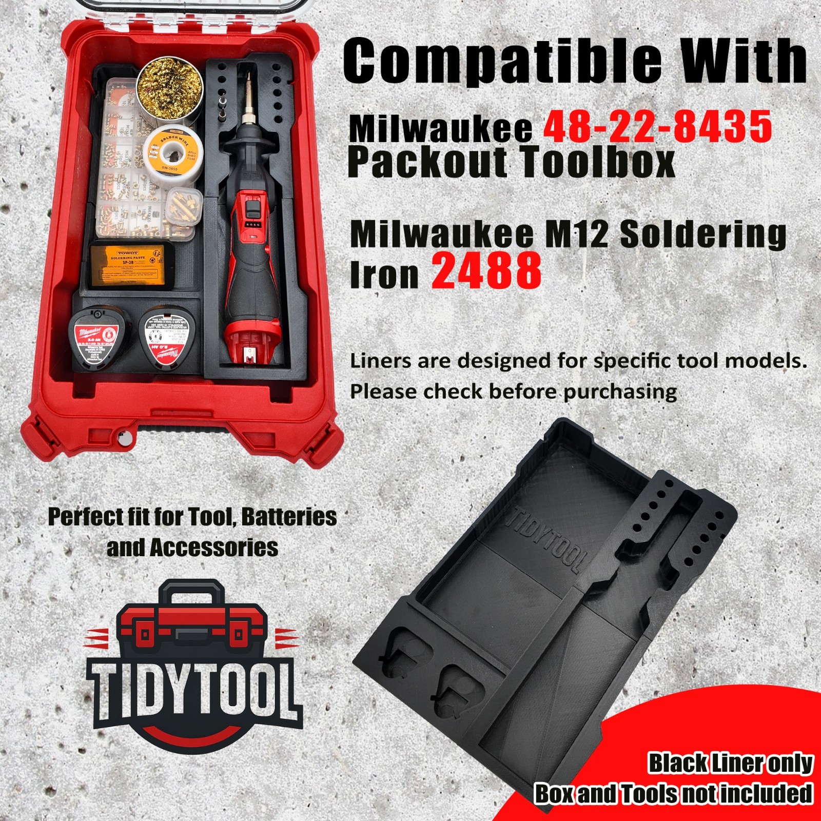 Soldering Iron Organizer For Milwaukee M12 Packout Compact Organizer Insert Tray