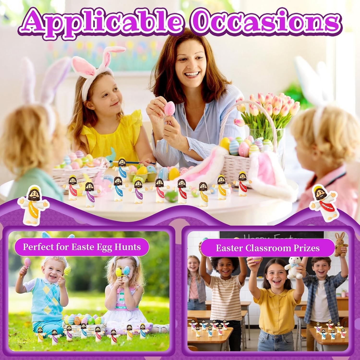 100 Pack Little Jesus Figures Loves You, Tiny Mini Jesus Figurines in Bulk