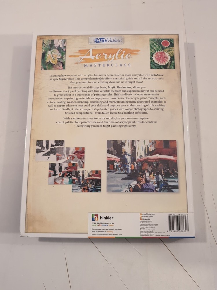 Art Maker Acrylic MASTERCLASS Complete Starter Kit + Instruction Book & Paper