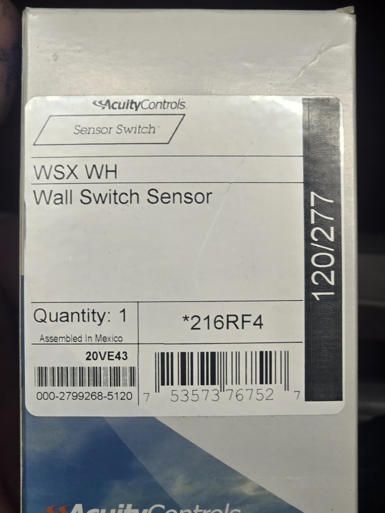 New Acuity Controls Sensor Switch WSX WH Wall Switch Sensor 120/277 Nltwht