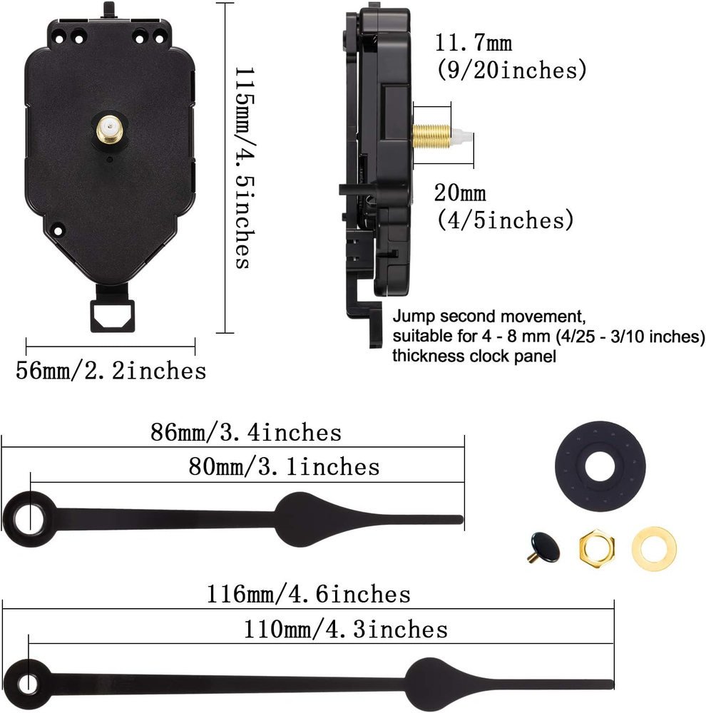 Hicarer Pendulum Clock Movement Replacement Long Shaft Pendulum Quartz Clock Mov