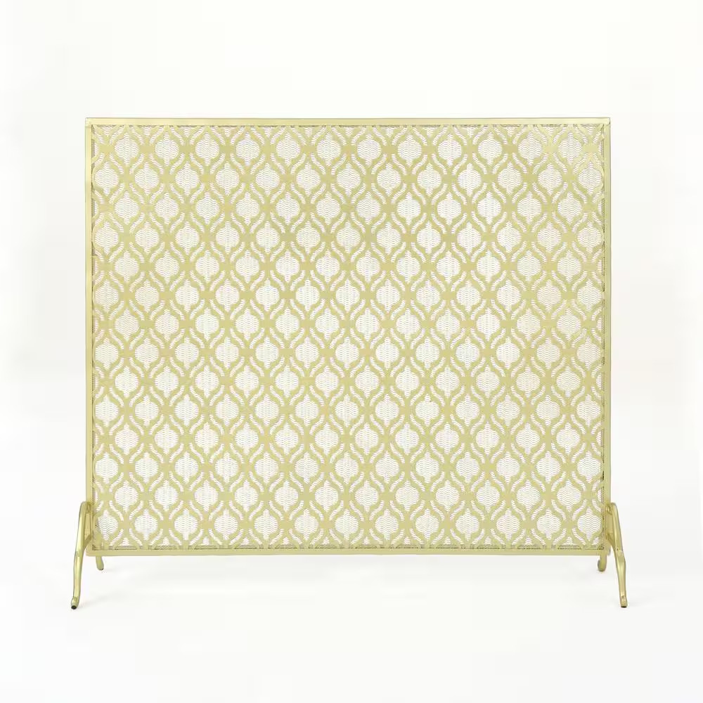 Ellias Gold Iron 1-Panel Fireplace Screen