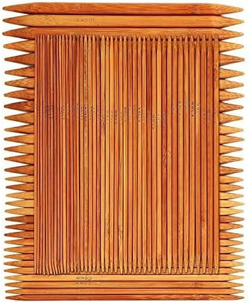 75 Pcs Double Pointed Knitting Needles Set, Carbonized Bamboo Knitting Needles,