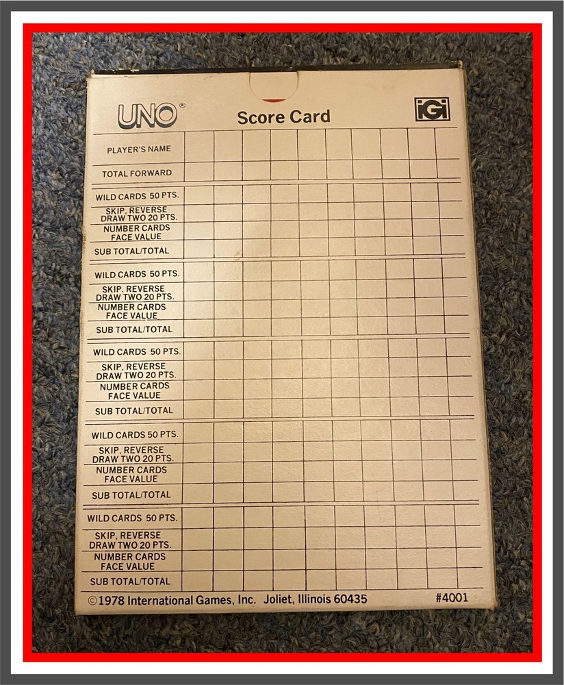 1978 _ UNO SCORE PADS _ (MIB)