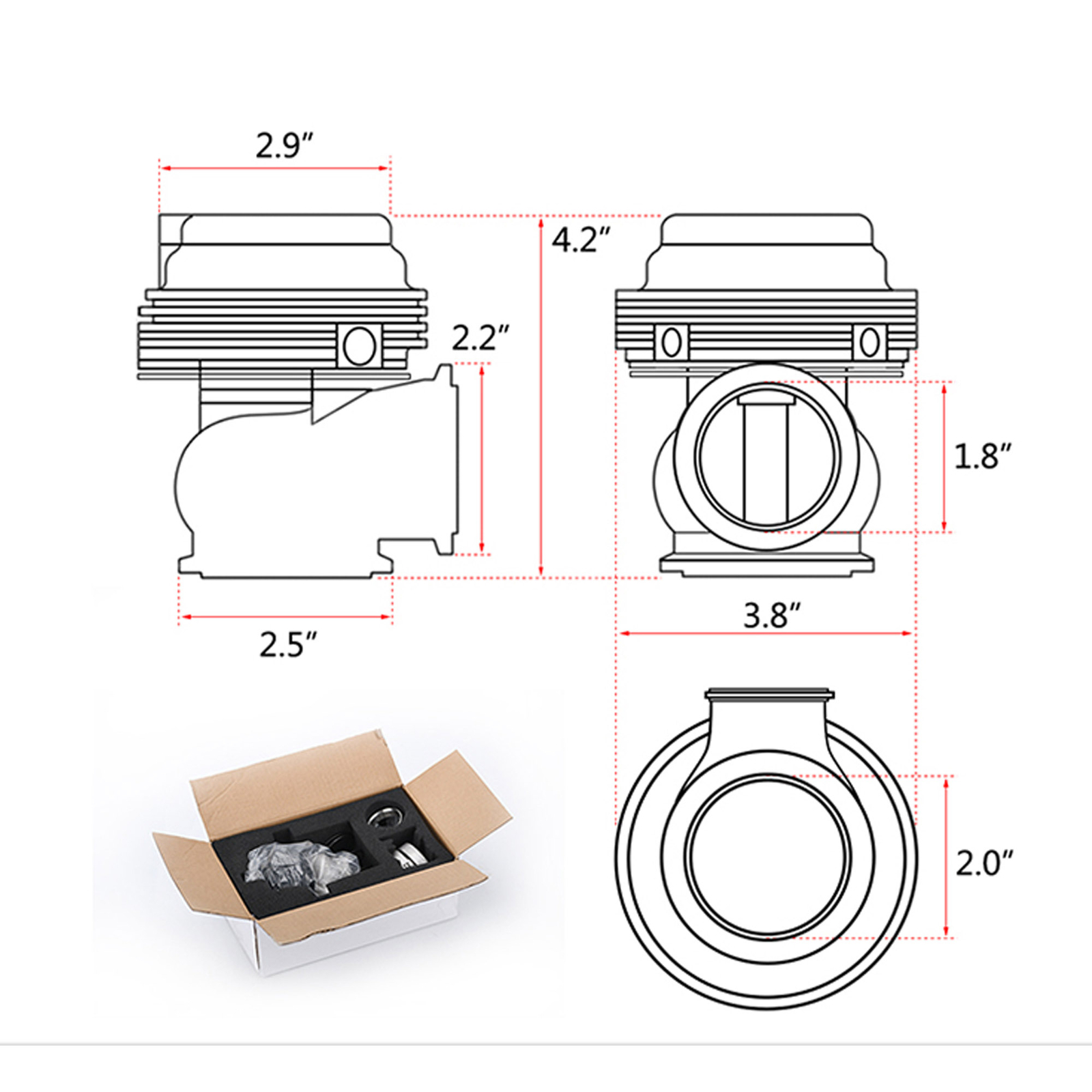44MM Wastegate External Turbo W/ TIAL V-Band Flange Spring MV-R 14PSI