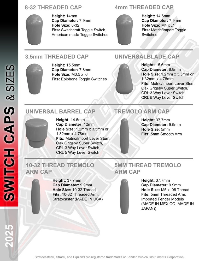 Xentric Guitars - SUPER SOLID Series Resin Guitar Switch Caps