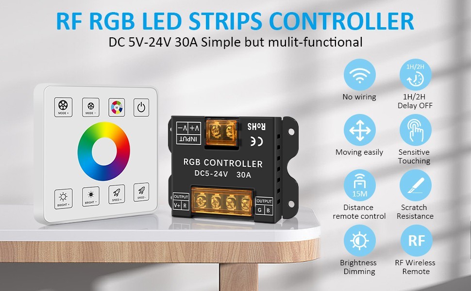 RF Touch Panel RGB LED Controller Kit RGB LED Strip Lights Controller
