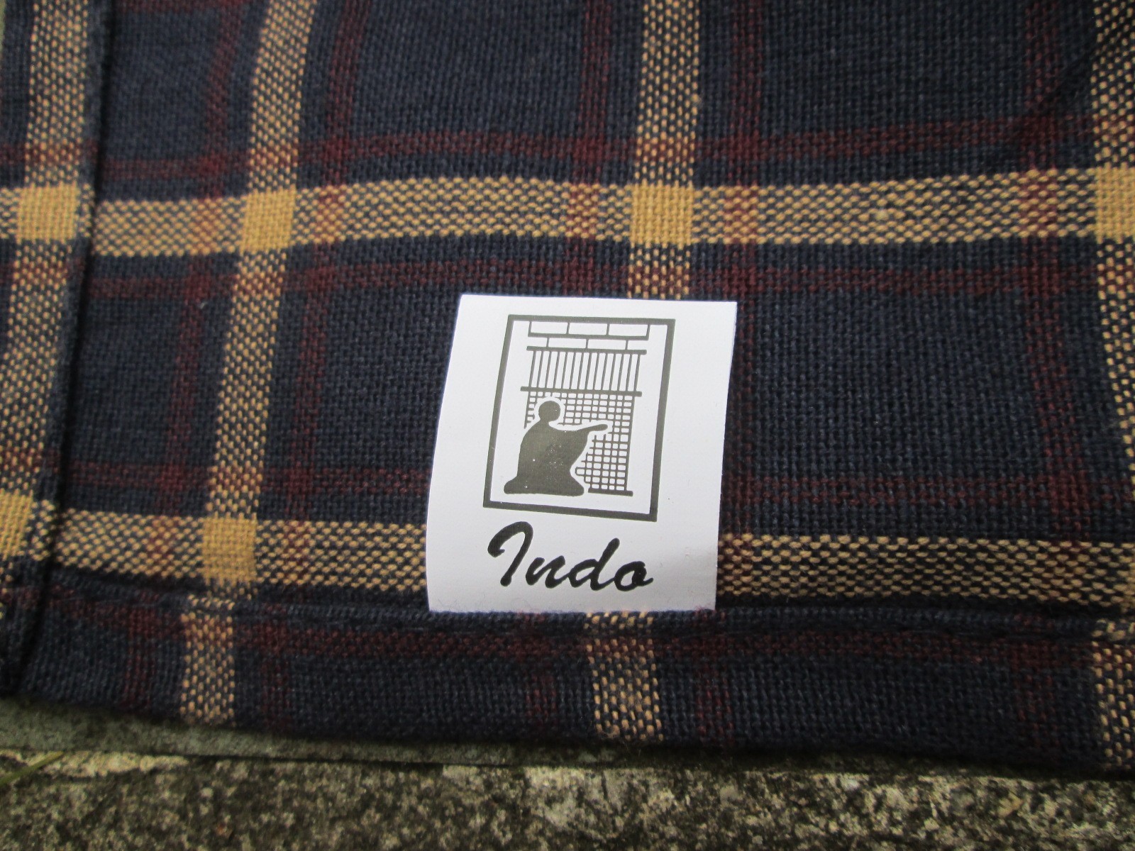 REENACTOR 18TH C COLONIAL INDIGO BLUE TAN COTTON TEA TOWEL WINDOWPANE PLAID NEW