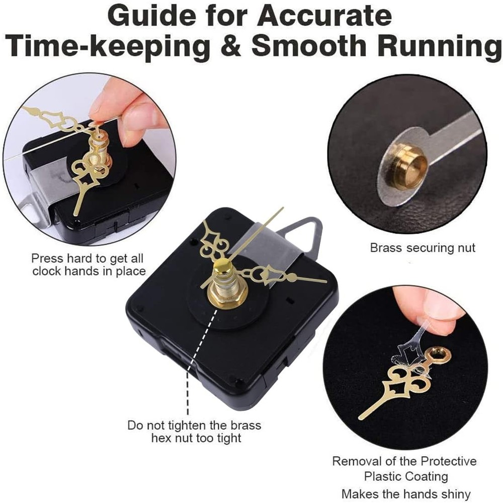 EMOON 3 Pack Silent Clock Mechanism Replacement Kit, Quartz Clock Movement with