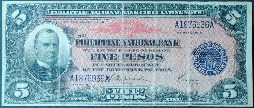 Philippines P46b 5 Pesos F-VF