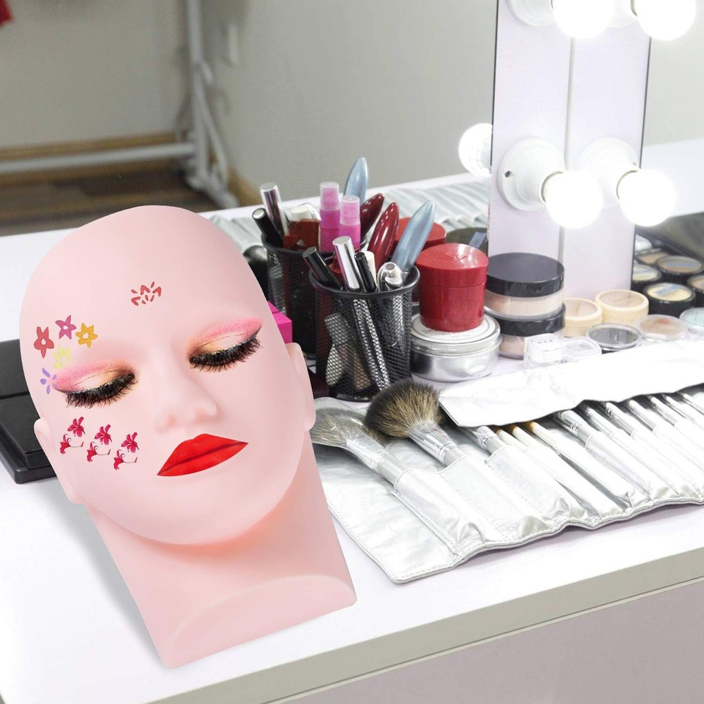 Professional Flat Head Mannequin for Makeup & Eyelash Training - Soft Silicone
