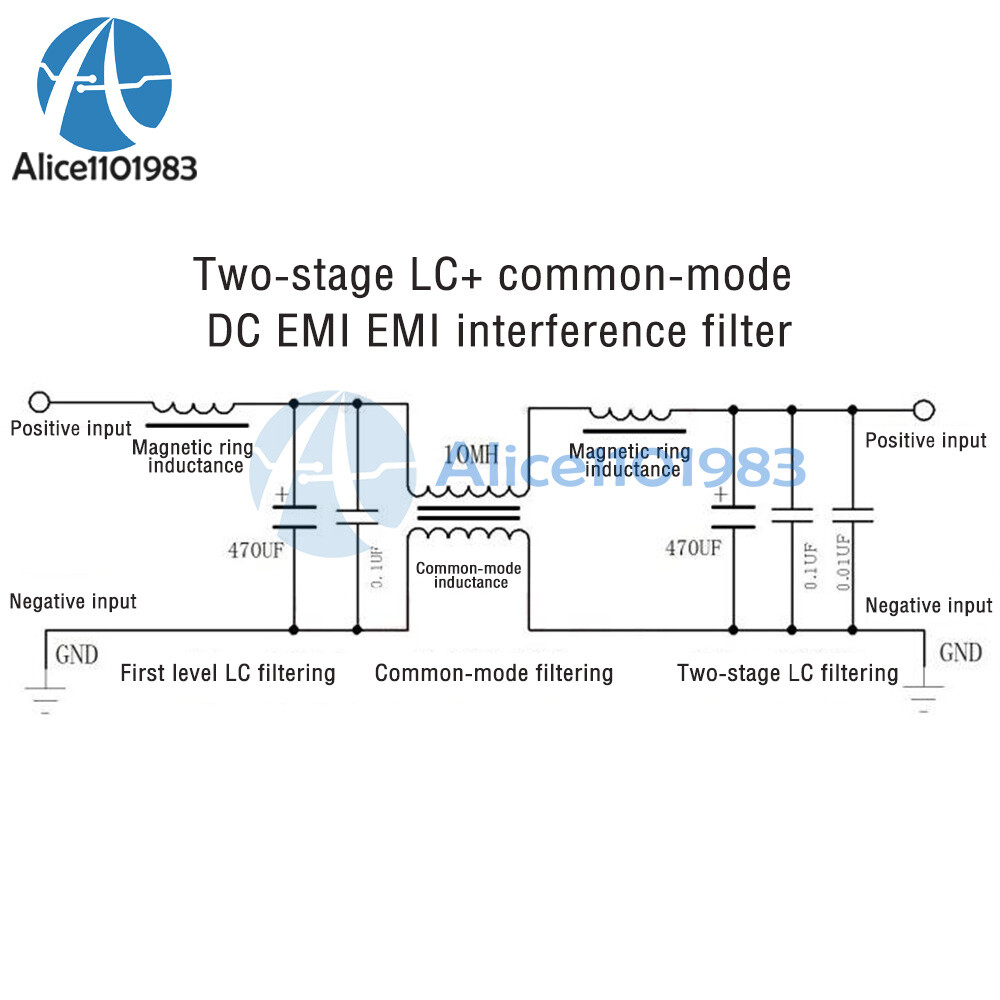 2A 4A 10A 20A DC Power Filter EMI Electromagnetic Interference Power Filtering