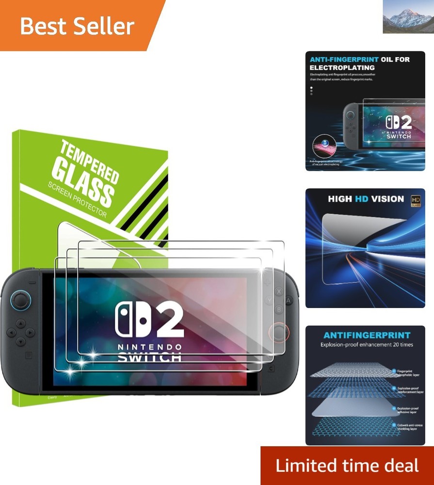 Tempered Glass Screen Protector - Anti-Scratch & Dust Resistant for NS Switch 2