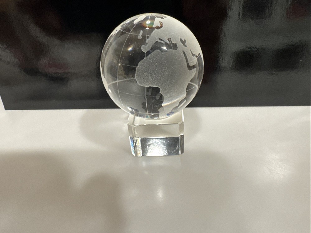 Vintage Etched Glass Globe On Square Base