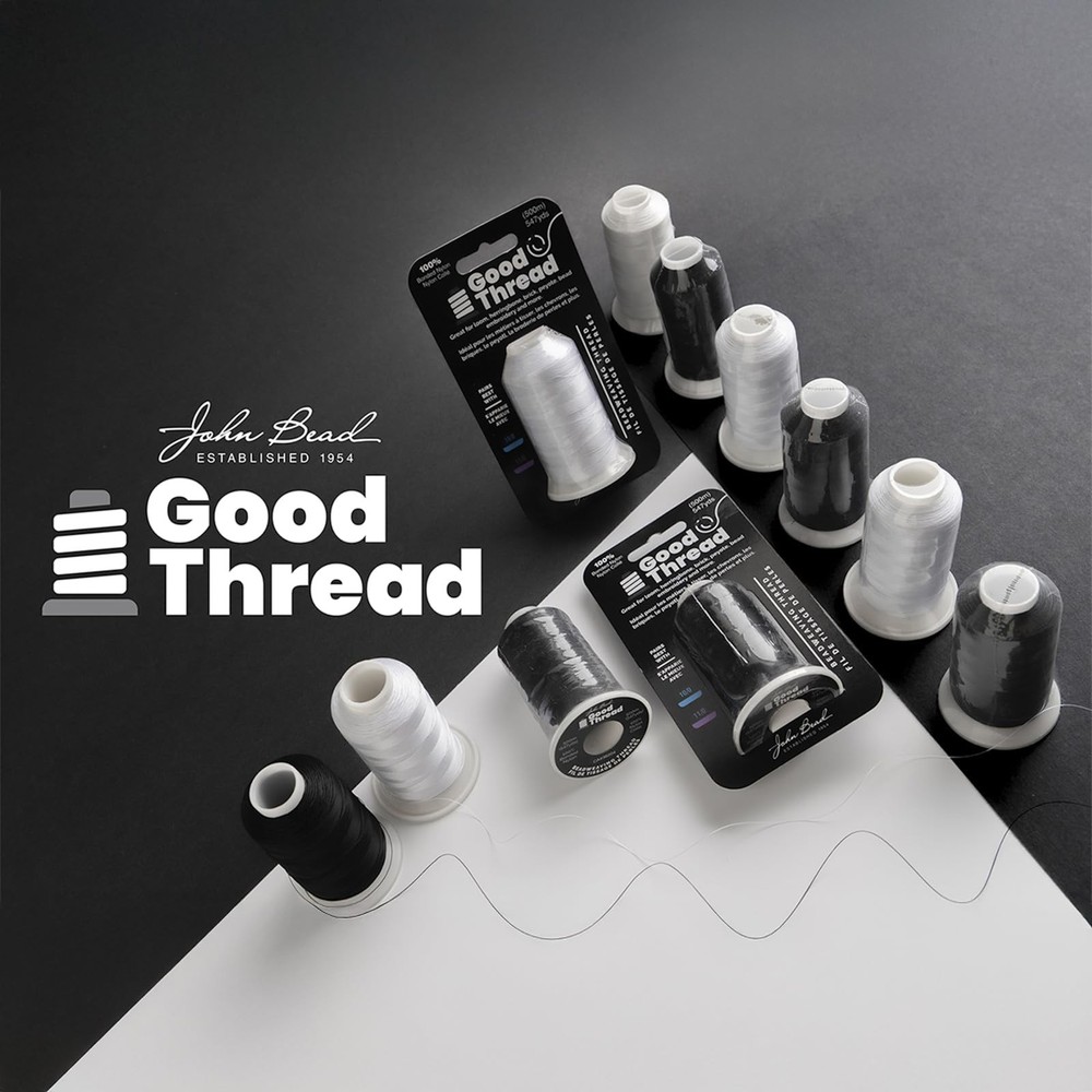 John Bead Good Thread 500m Spool White Bonded Nylon | Beading