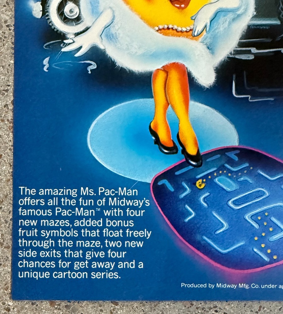 Ms. Pac-Man Original Arcade Flyer | 1981 Midway | Excellent Condition
