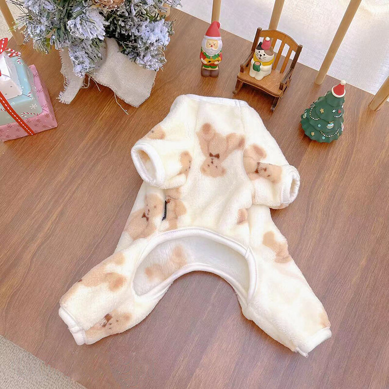 Pet Plush Jumpsuit Autumn Winter Medium Small Dog Clothes Warm Pajamas Pullover⇔