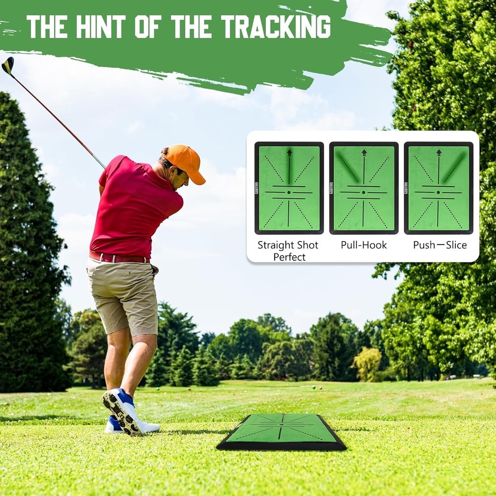 Golf Hitting Mat Training System, 3-in-1 Training Mats for Swing Path Feedbac...
