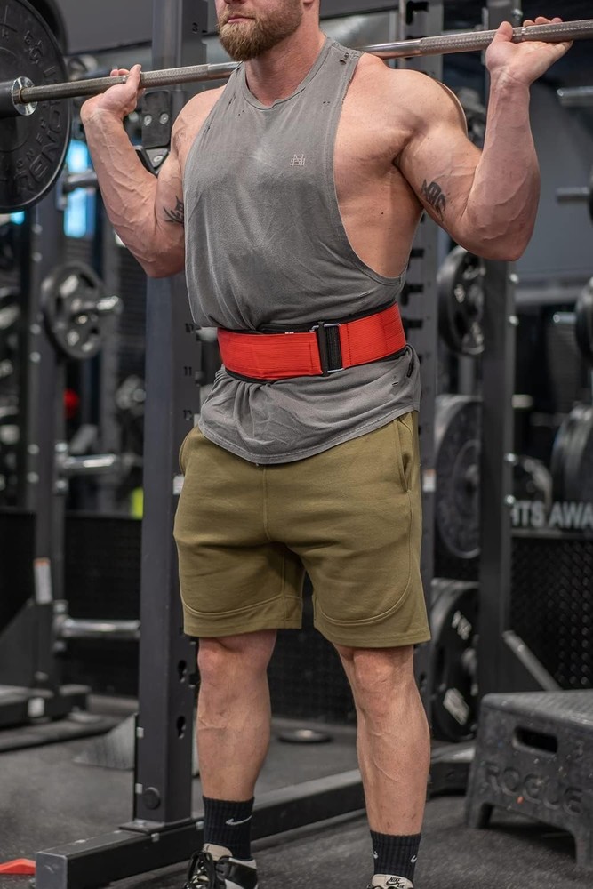 X-Large Red Lifting Belt - Auto-Lock Padded Back Support for Maximum Performance