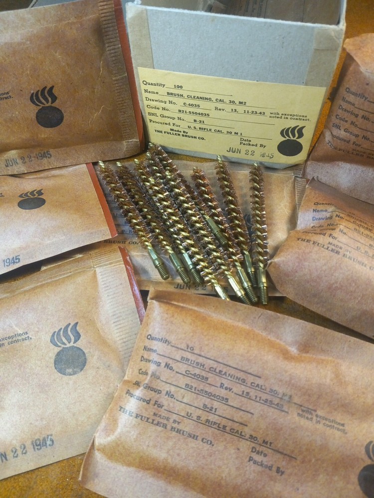WWII Brass Bore Brushes USGI 30 Caliber Unopened 1945 10 Pack