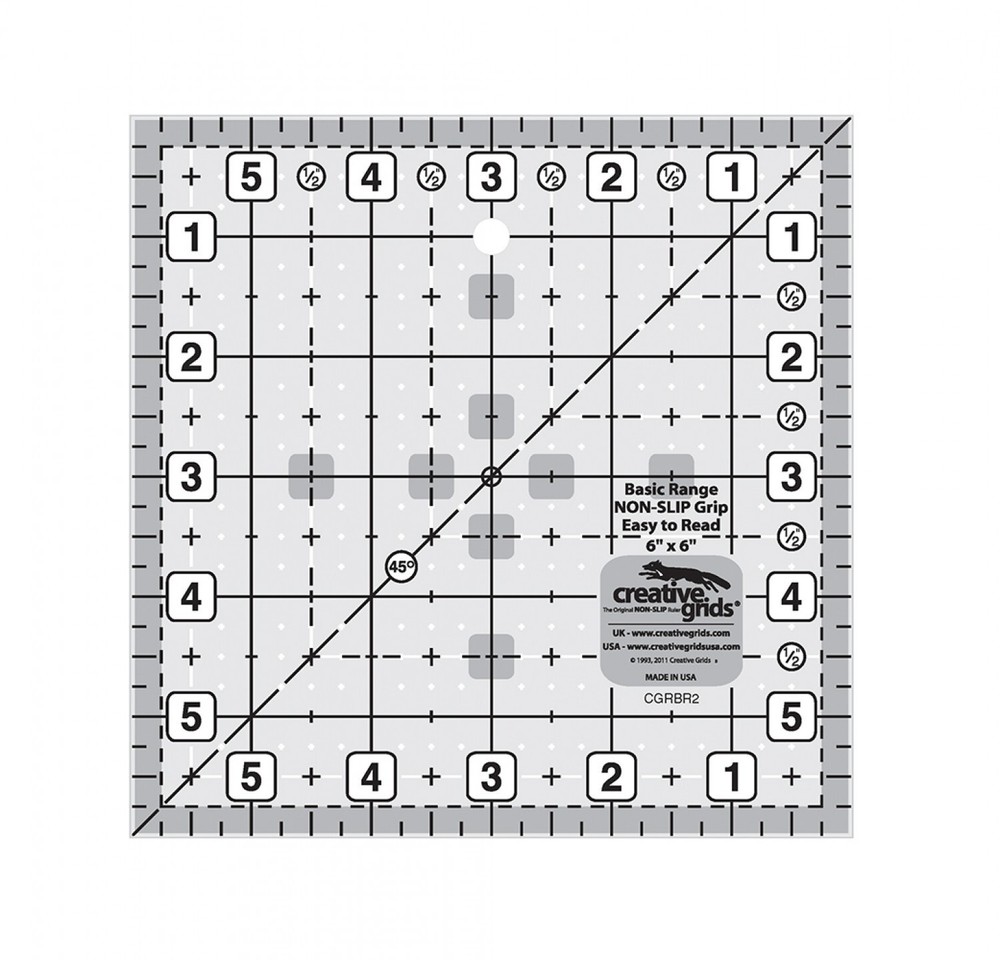 Genuine Creative Grids Basic Range 6in Square Quilt Ruler CGRBR2