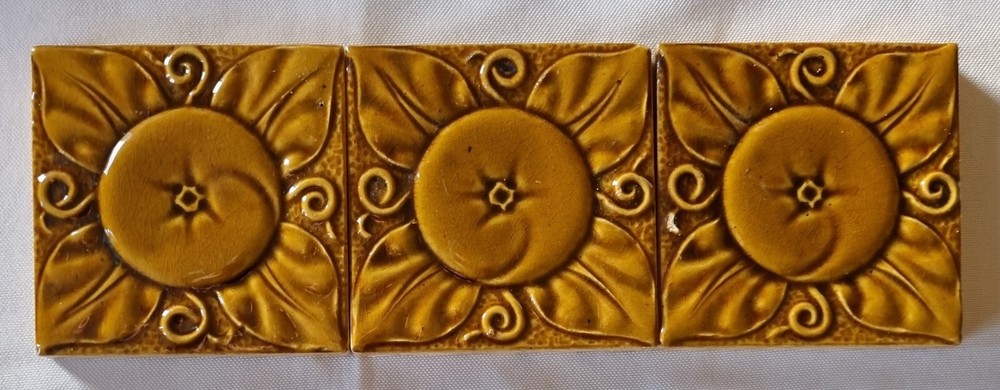Three Arts & Crafts Tiles. 3"x3"