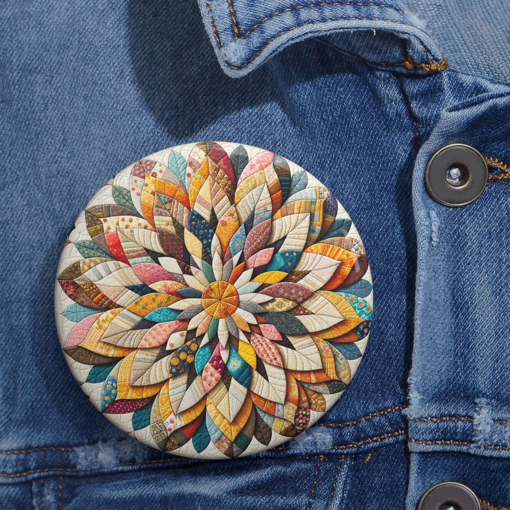 Custom Pin Button Badge Dresden Plate Quilt Pattern