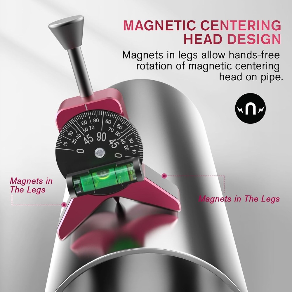 Pipe Center Finder, Pipefitter Tools w/Magnetic Centering Head, Fitting...