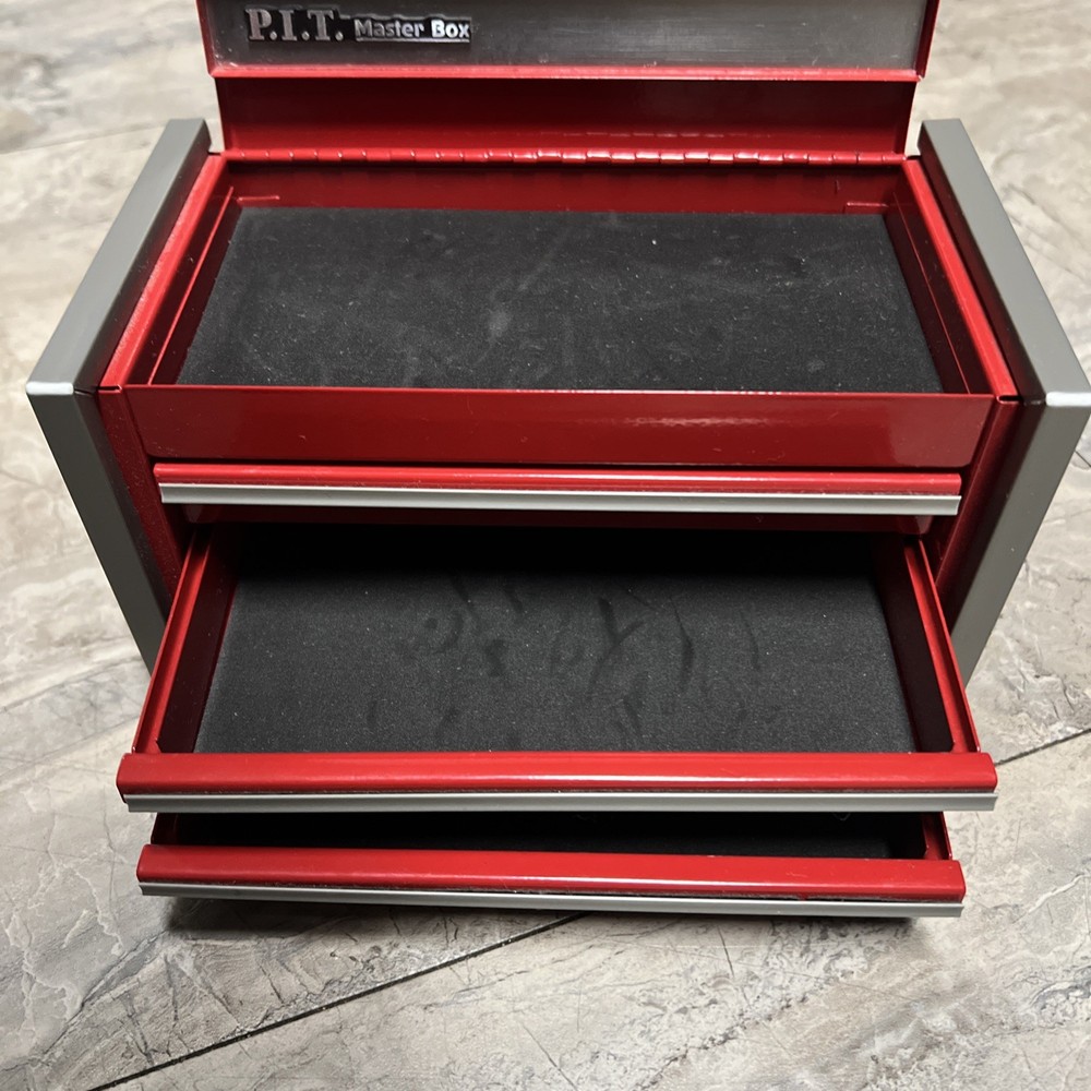 Mini Tool Box, Portable 3 Drawer Steel Stackable Tool Box with 3-Drawer Red