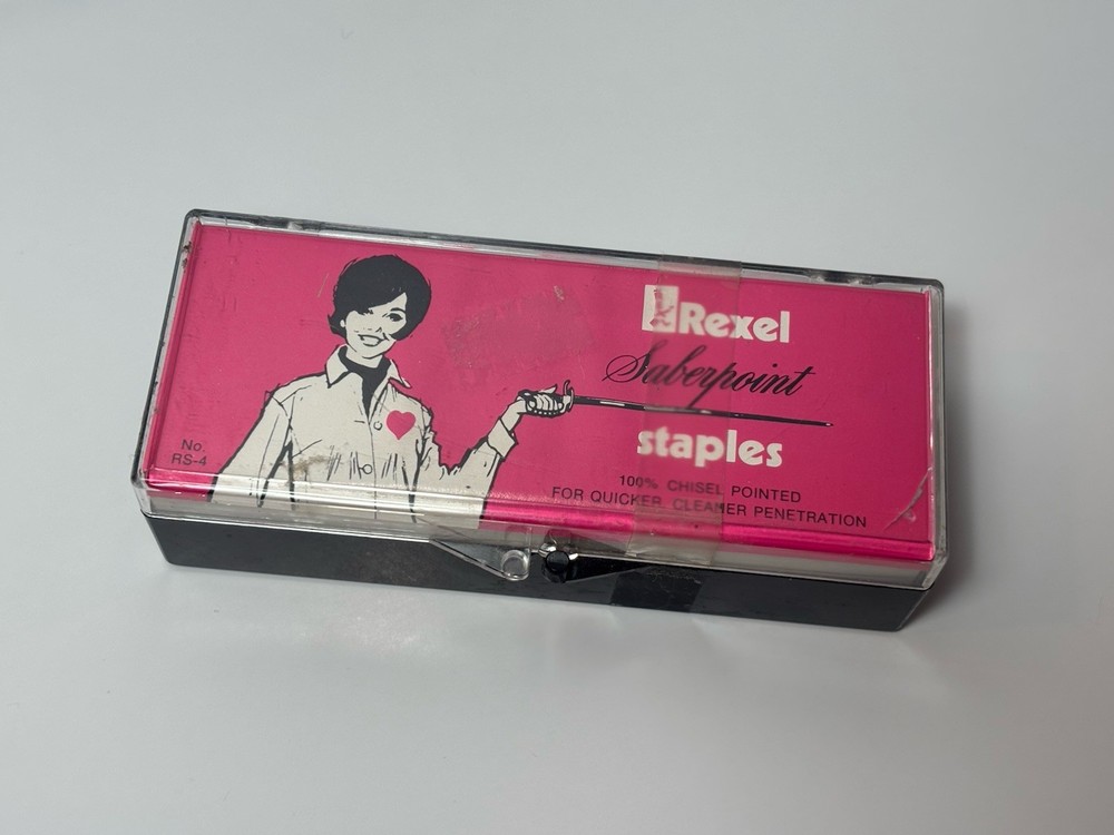 Vintage Rexel Saberpoint Staples 100% Chisel Pointed Prop