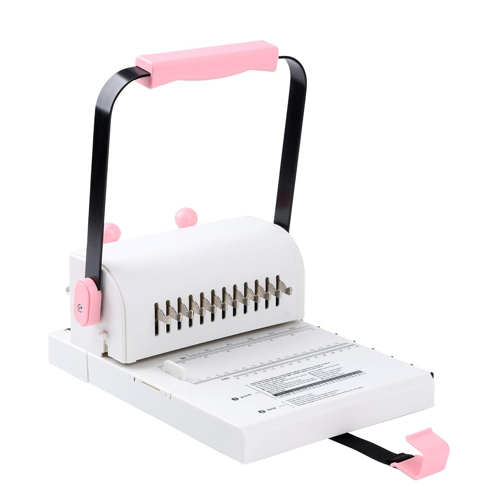 Book Binding Machine with Slide Ruler Compatible with Wire or Spiral Coils, M...