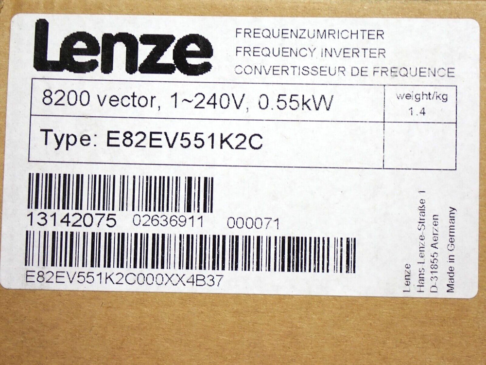 E82EV551K2C LENZE 8200 VECTOR FREQUENCY INVERTER NEW