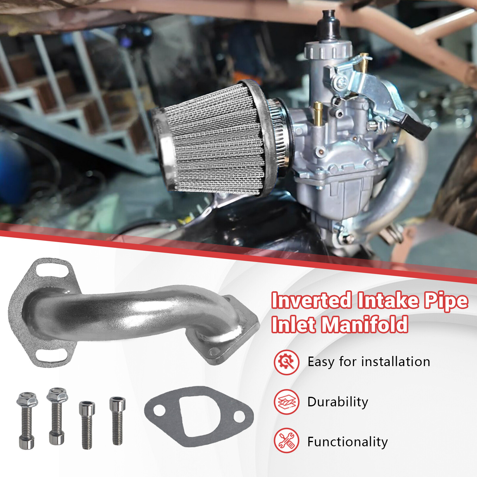 Racing Inverted Intake Pipe Inlet Manifold For Predator 212 Ghost 224cc KT196