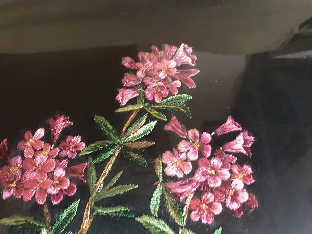 Antique Needlepoint "Floral Scene" - Framed