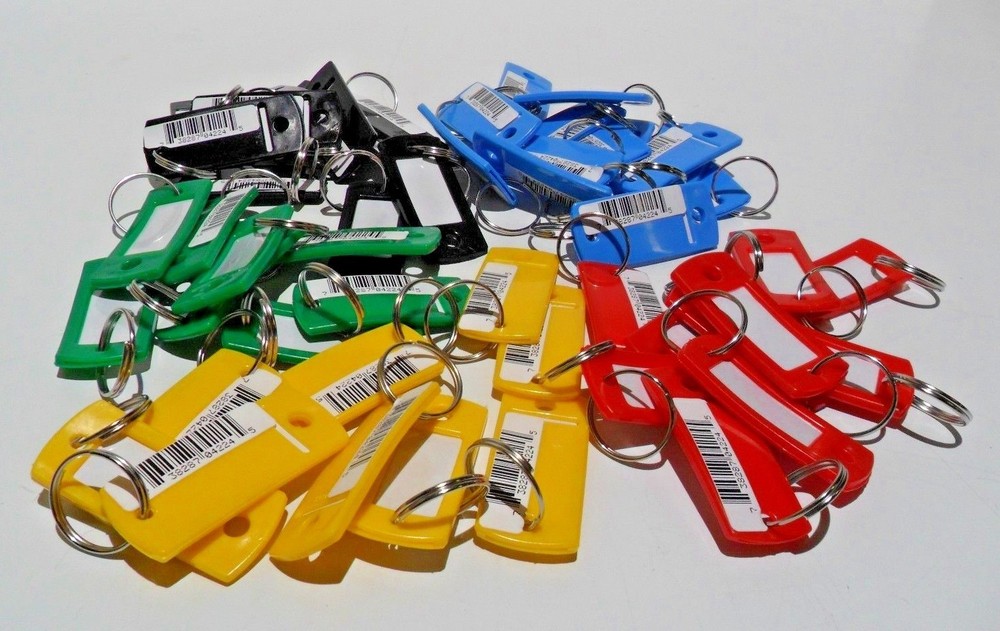 ID Labels Tags with Split Ring Keyring Keychain Assorted Colors 50/100pcs NEW