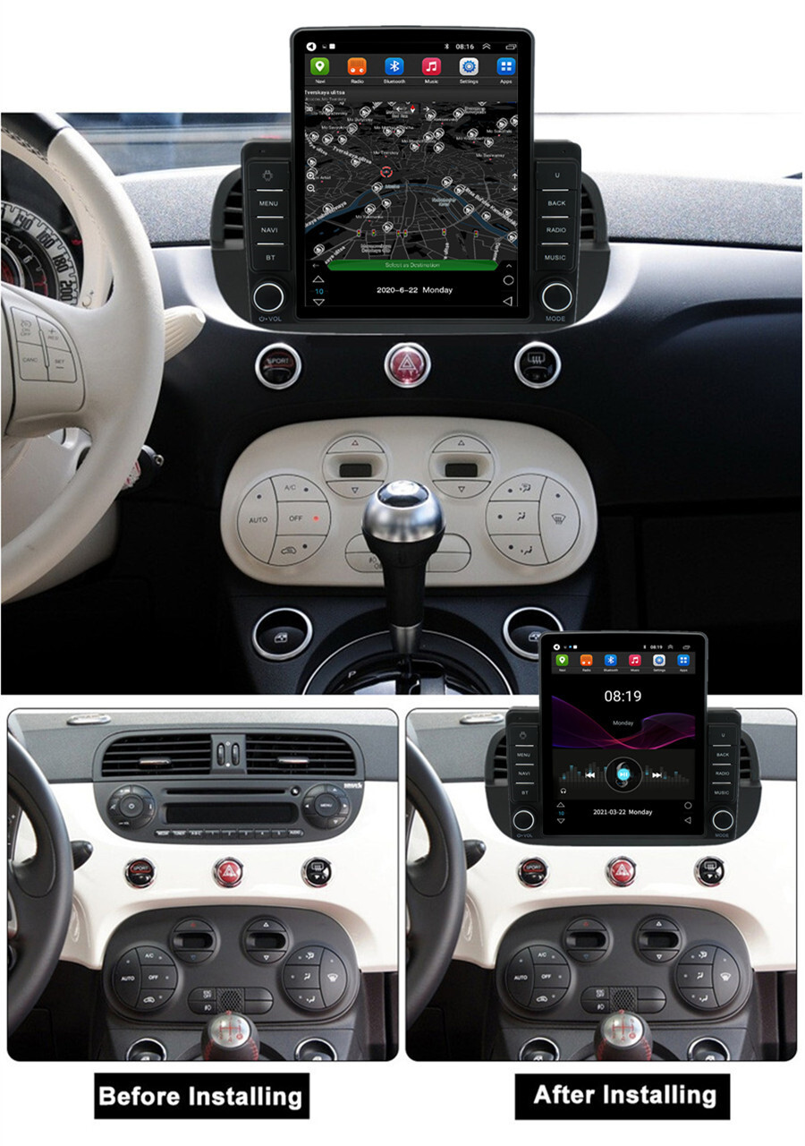 Fit For 2007-2015 Fiat 500 Android 14 For Carplay Car Stereo Radio GPS Navi BT