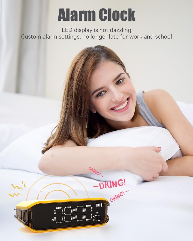 Small Digital Alarm Clock Adjustable Brightness Pomodoro Timer Heavy Sleeper
