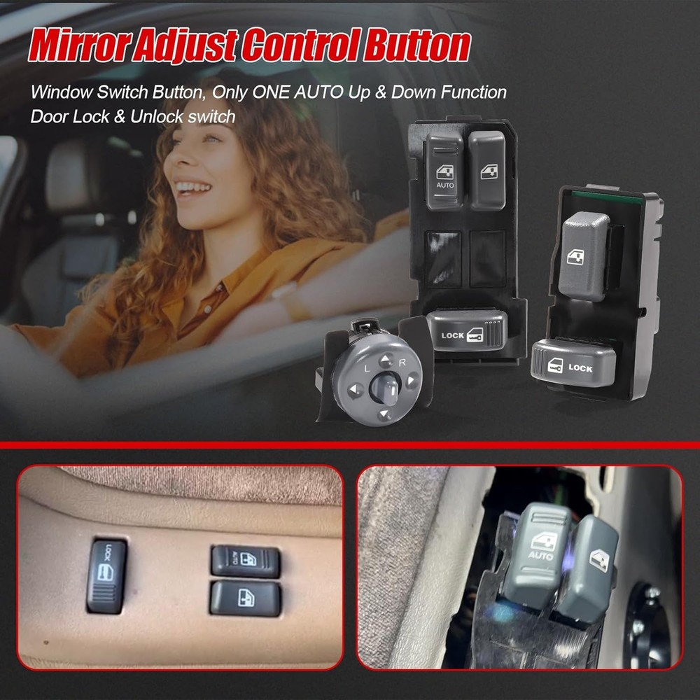 Power Window Control Switch Button&Passenger Side Door Lock Switch&Mirror Switch