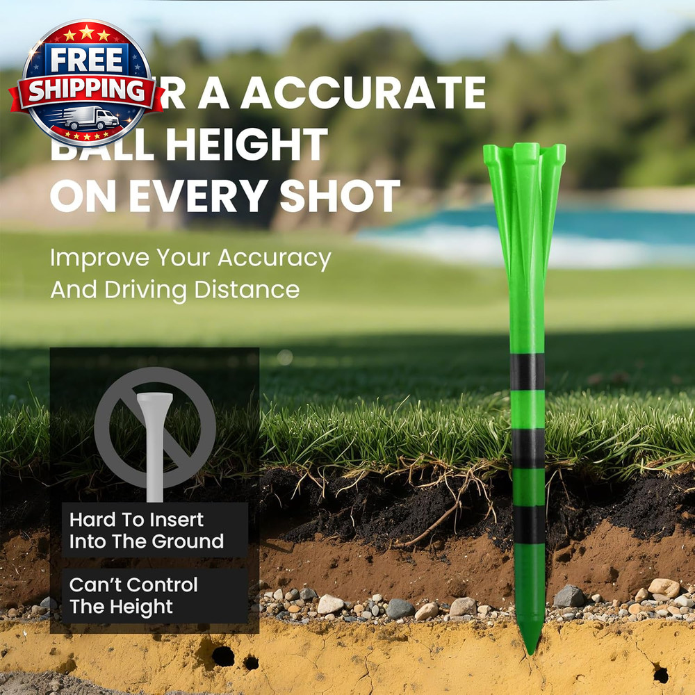 Unbreakable Golf Tees Assorted Pack - 80 Plastic Tees in Bright Colors