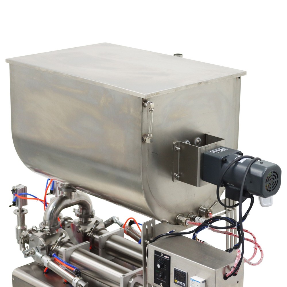Double Head Paste Liquid Piston Filler w/Heating Stirring Hopper100-1000ml